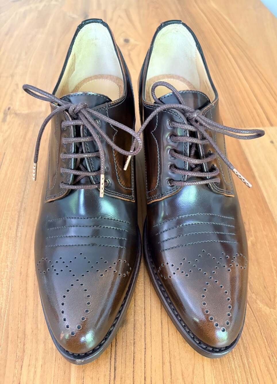 The Office of Angela Scott Miss Button Midheel Mahogany Brown Size 35.5/US 5.5